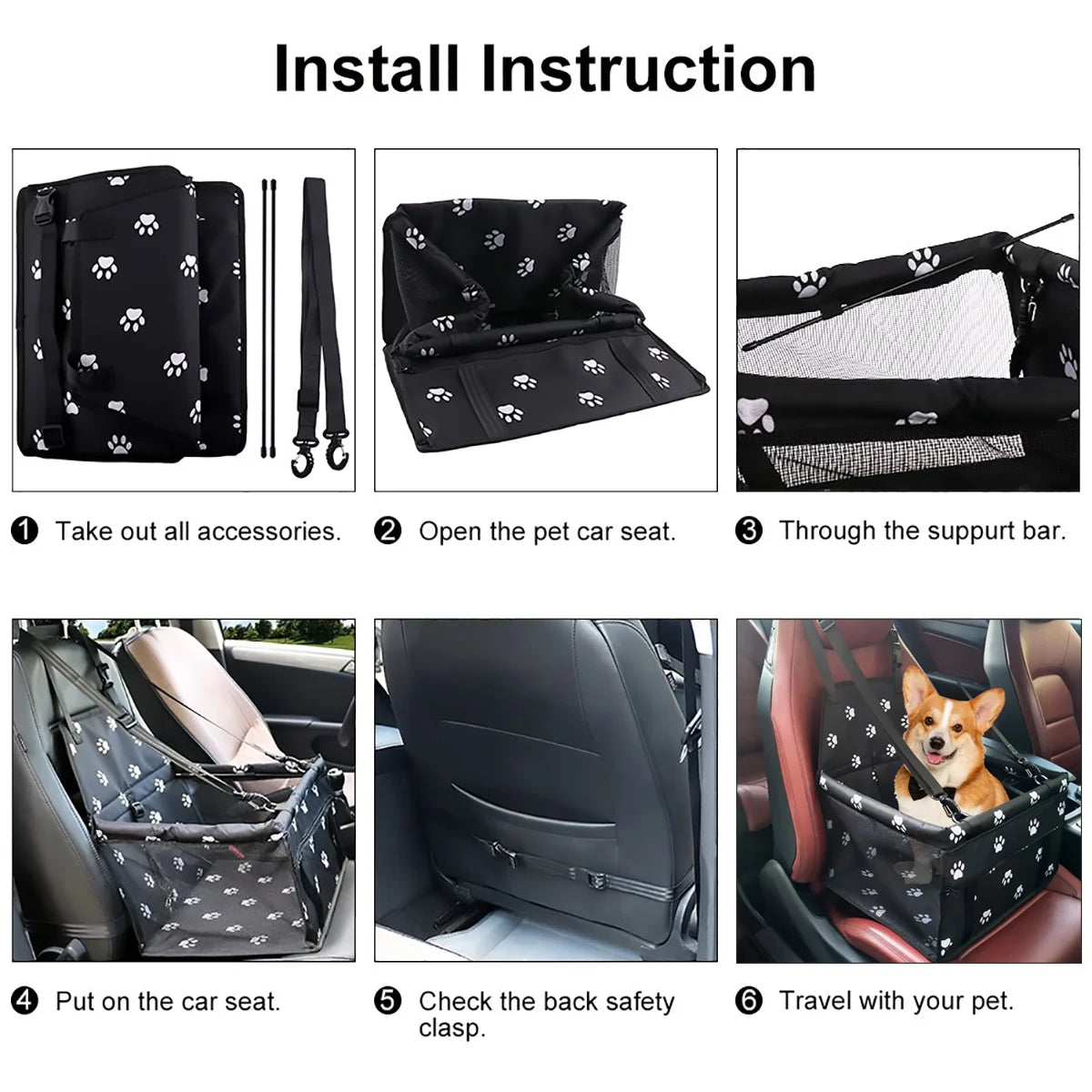 Premium Dog Car Booster Seat - Safe Front Seat Travel Bed